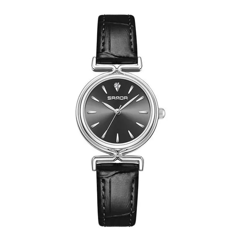 SANDA Brand 1124 Retro Fashion Elegant Watch for Women Unique Minimal round Dial Design Ladies Quartz Watch